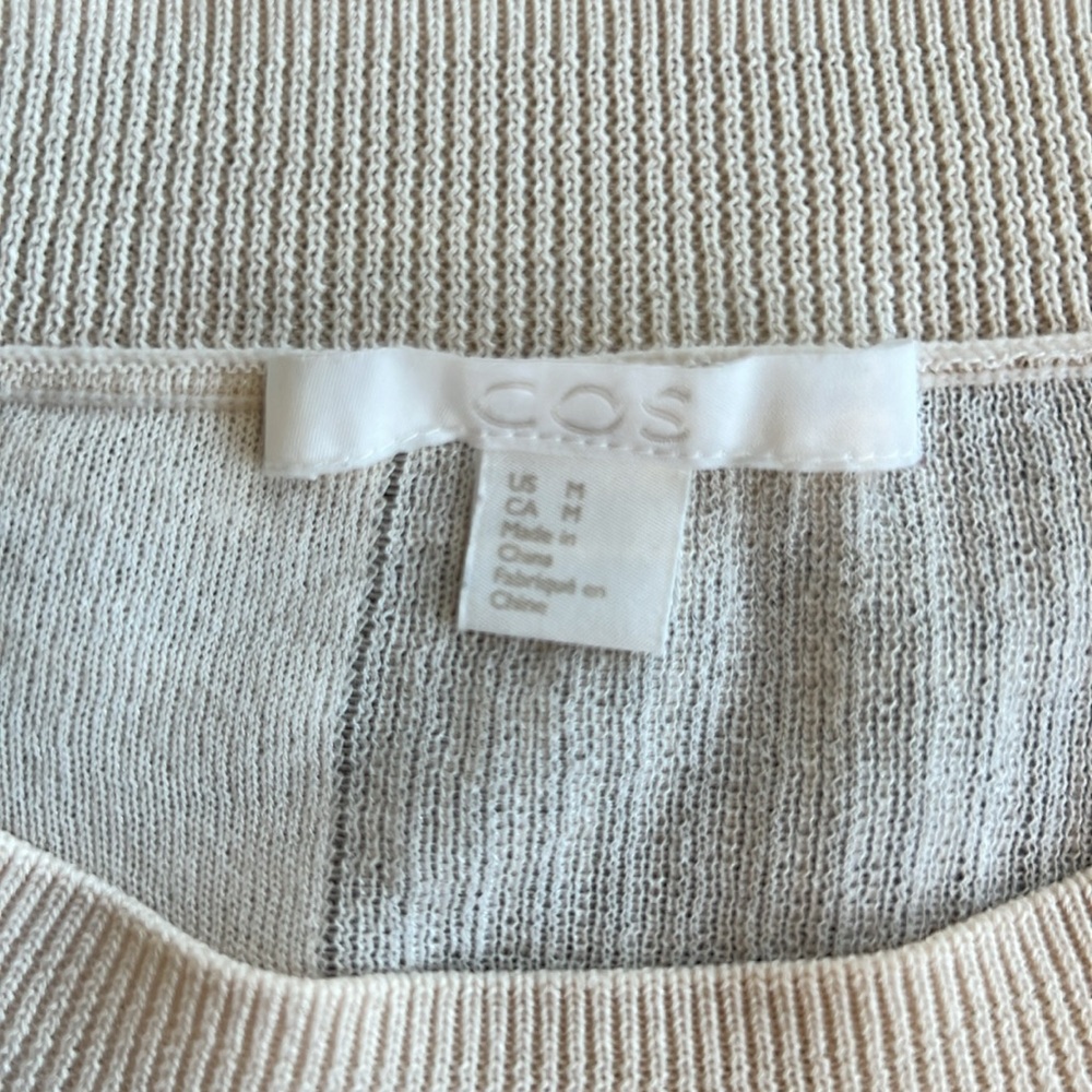 COS Cream Ribbed Panel Crewneck Top - Picture 3 of 5